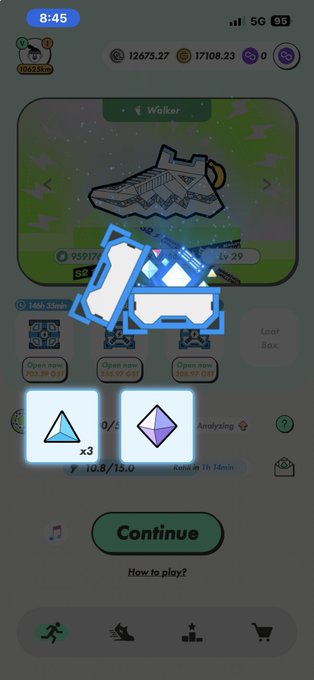 The image shows a phone screen with an app icon displayed, which appears to be a shopping app. The app has three different options for players to choose from, including a diamond shape, a triangle, and a circle. The player can either continue playing or exit the game by pressing a button on their phone.