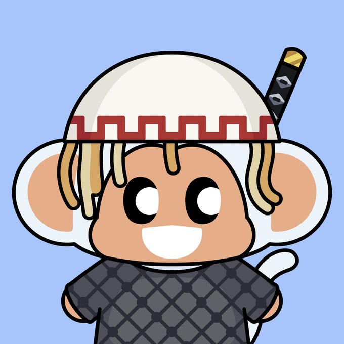 The image features a cartoon character, possibly a monkey or a bear, wearing a hat with a sword sticking out of it. The character appears to be smiling, giving off a cheerful vibe. The background color of the image is blue, which contrasts nicely with the character's outfit and adds depth to the scene. There are no texts present in the image, but there is a caption that reads "Oh yeah it’s time to celebrate Ch Tuesday Have a good one everyone Let’s !" This caption seems to be related to the post about celebrating Ch Tuesday on social media platforms.