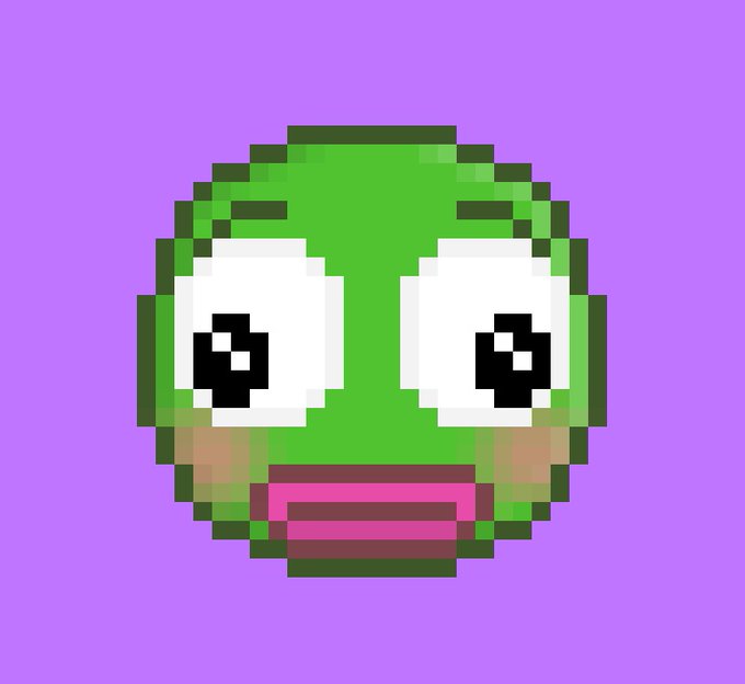 The image features a cartoon character with big eyes, a wide smile, and a pink nose. It appears to be a pixel art style drawing of an anthropomorphic face or animal. The caption below the image reads "100 Frens swept to vault". This phrase is likely a reference to the popular video game series "Frens", which features anthropomorphized characters with unique abilities and powers, such as sweeping their surroundings with their hands.