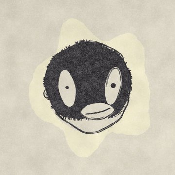 The image shows a hand-drawn, cartoonish black fuzzy character with large white oval eyes and a small beak-like mouth, set against a cream-colored star-shaped background. It appears to be an NFT artwork generated from a seed, as described in the accompanying post about minting an NFT using a seed and a Mint Pass.