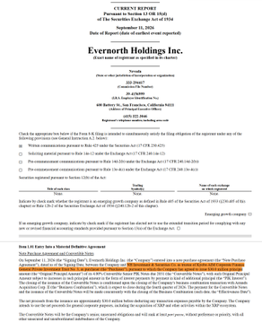 A court report document from Evernorth Holdings Inc. filed with the Delaware Court of Chancery, dated September 11, 2024, reporting on the disposition of plaintiff's verification of unredeemed gift cards totaling $2,389,193.05.