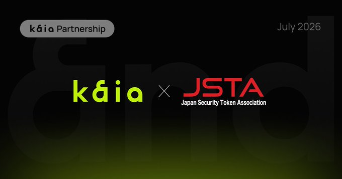 A promotional banner announcing a partnership between K6IA and JSTA (Japan Security Token Association) dated July 2026.
