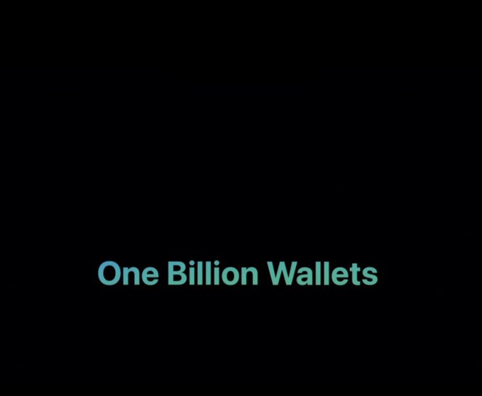 Black screen with teal text reading "One Billion Wallets".