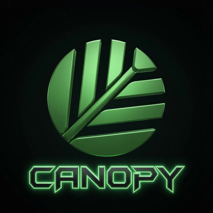 A green 3D logo featuring a stylized leaf design above the text 'CANOPY' on a dark background.