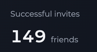 The image shows a dark-themed interface displaying "Successful invites: 149 friends." This reflects the poster's airdrop progress, as they express frustration in their caption about having invited exactly 149 friends while still having 85% of the airdrop remaining to claim.