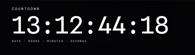 A sleek black countdown timer displays 13 days, 12 hours, 44 minutes, and 18 seconds remaining, likely marking the launch of the Quantum Echoes NFT collection—an FAQ-driven drop that emphasizes randomness sourced from real quantum hardware. The image visually reinforces the post's message by building anticipation for a project distinguished by its quantum-generated uniqueness rather than traditional NFT mechanics.