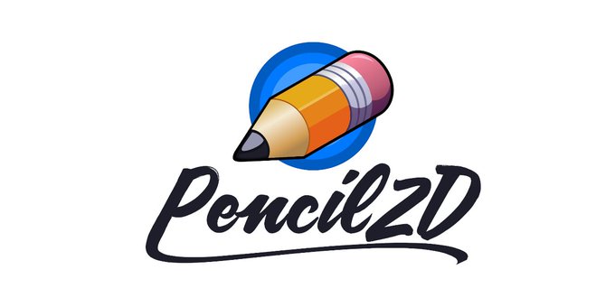 A logo featuring a colorful pencil illustration above the text 'Pencil2D' written in a stylized black script.