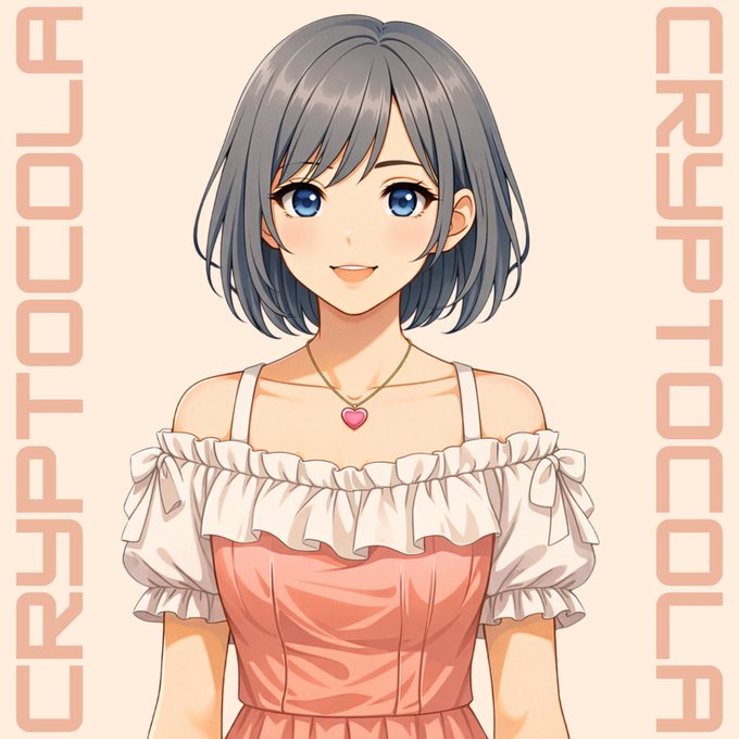 An anime-style illustration shows a girl with short grey hair and blue eyes wearing a pink dress with white ruffled sleeves, framed by the text 'CRYPTOCOLE' on the sides.
