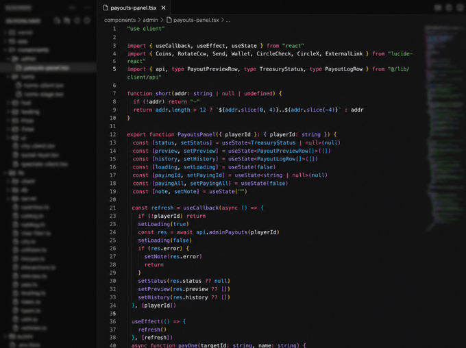 The image features a large software developer's screen filled with code for building the best play-to-earn game on Solana. It appears that there have been updates made to the game, possibly focusing more on gameplay aspects or graphics. The image is described as old and blurry. In the context of this post, it seems like the updates are aimed at improving the overall experience or fixing any issues with the current version of the game.