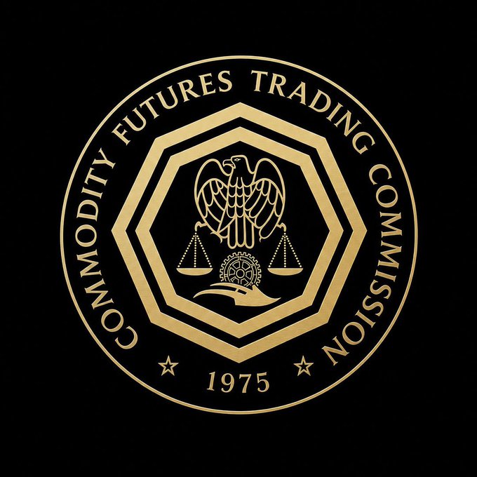 The gold seal of the Commodity Futures Trading Commission, featuring an eagle, scales of justice, and a gear, with the year 1975 displayed at the bottom.