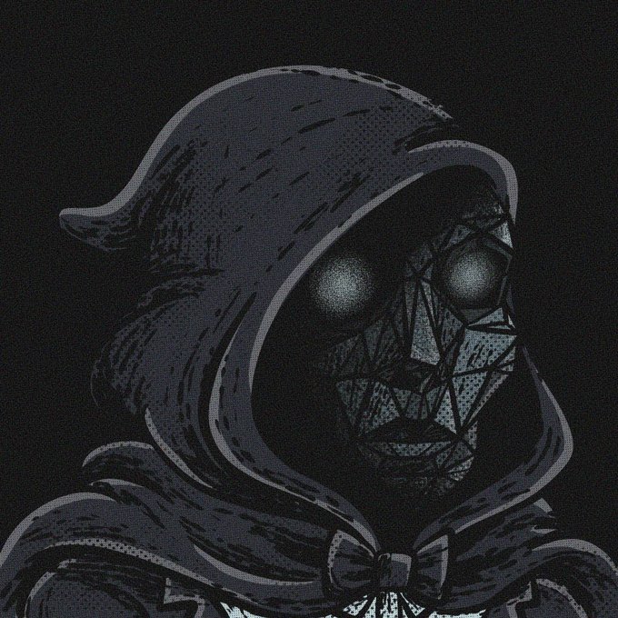 A dark, stylized illustration of a hooded figure with a fragmented, geometric face and glowing eyes, fitting the "Guild of Grime" giveaway theme.

Partially visible text at the bottom reads "Goblin Grime" alongside a small bow detail on the hood.