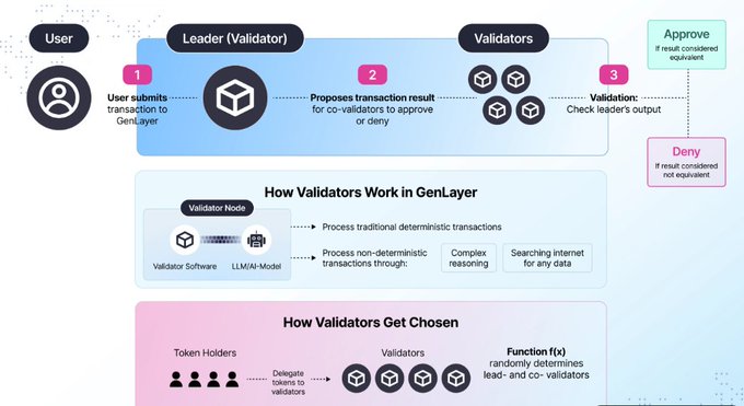 The image is a flowchart showing how user input data can be used by validators to determine if users are allowed or not, with different options shown for each step of the process including whether they have been approved or not.