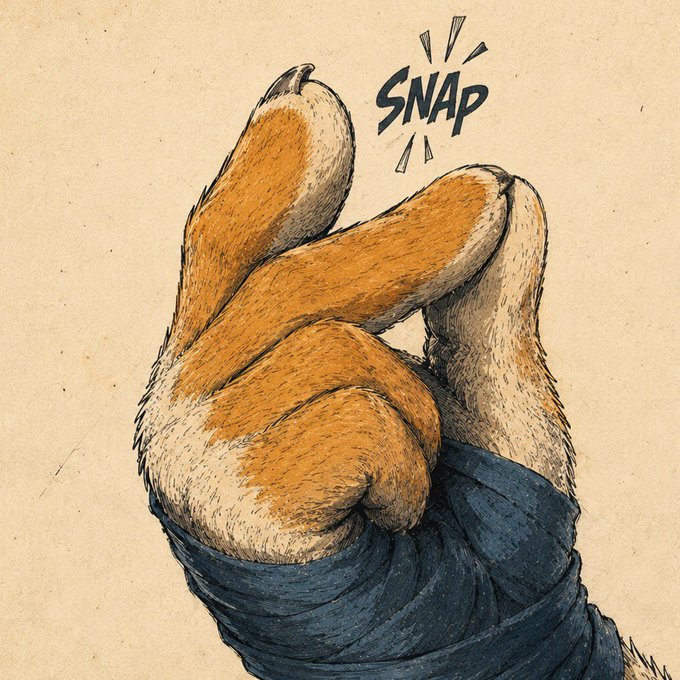An illustrated dog paws performing a snapping gesture with the word "SNAP" in bold text, paired with the post declaring "@AsteroidCoinOG is inevitable"—suggesting the snapping motion reinforces an air of certainty and self-assurance about the coin's rise.