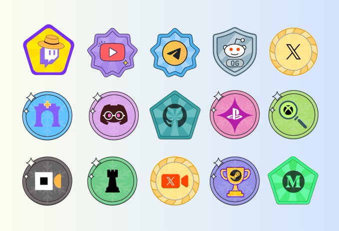 The image features a collection of twelve different badges, each representing various achievements or contributions made by individuals online. These badges are displayed against a light blue background with white text that reads "Your digital identity should be more than just a wallet address". The badges include symbols such as a crown and a sword, which represent accomplishments in gaming, social media, and other online activities. The image also includes the words "CONSO" and "focus on what is in the image", suggesting that these achievements are important to the creator of this collection or the platform they belong to.