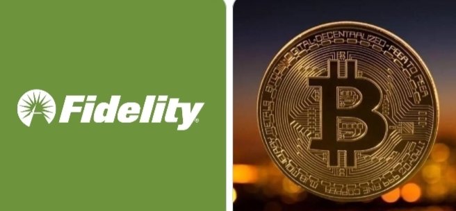 The Fidelity logo appears beside a golden Bitcoin coin against a sunset backdrop, visually tying the institutional investment firm to the cryptocurrency amid news of Fidelity clients offloading $43.6 million in BTC.