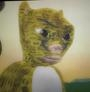 A cartoon-style depiction of a baby leopard or cheetah with a smiling expression appears, possibly referencing the humorous "Bao La" movie detail mentioned in the post about drinking milk from "Niu Lai Mama."