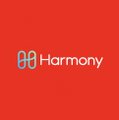 The image displays the Harmony blockchain logo—a stylized interlocking "HH" mark next to the word "Harmony"—set against a bright red background. It accompanies news of the protocol's decision to shut down after seven years and migrate its $ONE token to Ethereum.