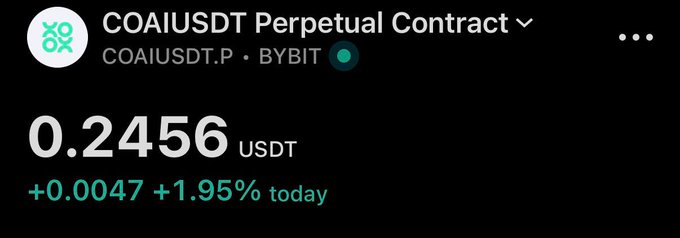 The image shows a screenshot of an email from CoaAIUSDT, which appears to be a trading platform for cryptocurrency. The email contains information about a transaction that took place at 0.2456 US dollars. It also mentions that the transaction was completed today and is now open for review by users.