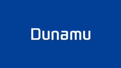 A simple blue screen displaying the text 'Dunamu' in white letters.