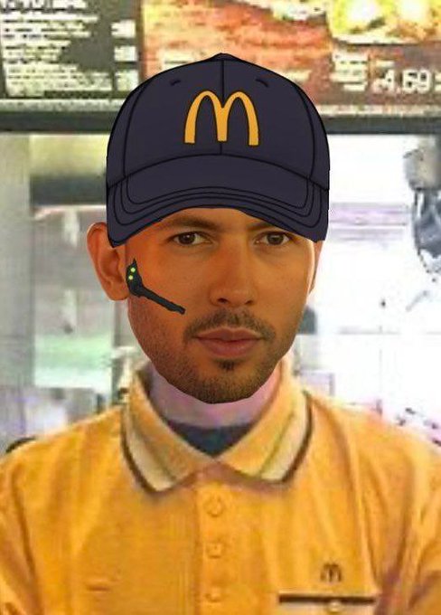 A young McDonald's employee wearing a headset and the golden arches cap looks directly at the camera with a serious expression, standing in front of the menu board showing "4.69". The fast-food worker image humorously connects to the "30 and 40k callers this week #BTC" caption by suggesting Bitcoin is being ordered like a fast-food menu item, with the support-staff headset implying he's taking massive crypto "orders" at upcoming price levels.