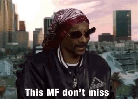 A man wearing a bandana and sunglasses with the caption 'This MF don't miss' over a city skyline background.