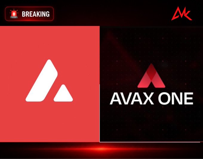 A 'BREAKING' news graphic announcing 'AVAX ONE', featuring the Avalanche logo on a red background.