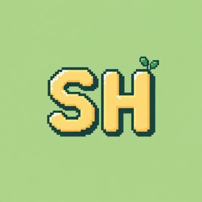 A stylized graphic with the letters 'SH' in orange bubble letters on a light green background, with small green leaves sprouting from the 'H'.