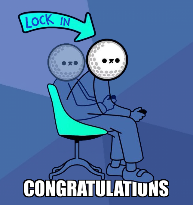 A cartoon figure with a golf-ball head sits in a chair with a "LOCK IN" arrow pointing at them and "CONGRATULATIONS" text below, celebrating the recipient of a giveaway. The image ties to the post by announcing a winner of a 10-day giveaway series, with the golf-themed character likely representing the "Mulligan" or "MullsOnApe" community being gifted an ApeChain wallet.