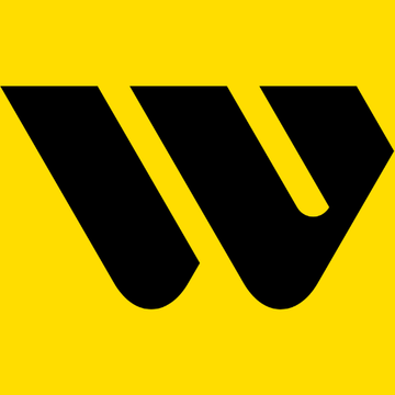 A simple yellow square logo featuring a bold black stylized "W" shape in the center.