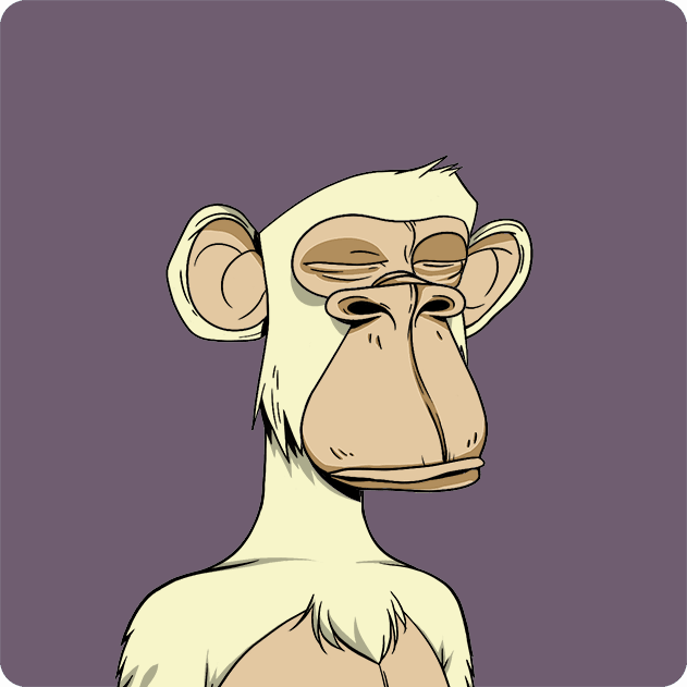 The image features a cartoon monkey with white fur, sitting against a purple background. The monkey appears to be looking off into space or daydreaming while wearing a hat. There are no texts present in the image, but there is a caption that reads "Ape #9217 Bought for 17.94 ETH 0xe3fc...9d41 0x79d8...90ed etherscan.io/tx/0xc3b48fda1 ... Return to Monke: opensea.io/collection/bor". The monkey's position and the caption suggest that it is a part of an online store or marketplace, possibly selling the monkey as a collectible item.