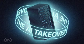 A glowing neon ribbon encircles a server rack with the text "THE AI TAKEOVER" prominently displayed, symbolizing an AI-driven shift in technology. The image appears to illustrate the post's theme of AI-powered innovation, as Canopy Network's testnet updates make launching virtual chains more accessible—much like AI simplifying complex processes.

The watermark "(in)" in the corner indicates the image is from BeInCrypto.