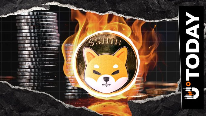 A promotional graphic for 'BITODAY' displays a $SHIB coin featuring the Shiba Inu dog logo surrounded by flames and stacks of coins, with 'TODAY' written vertically on the right side.