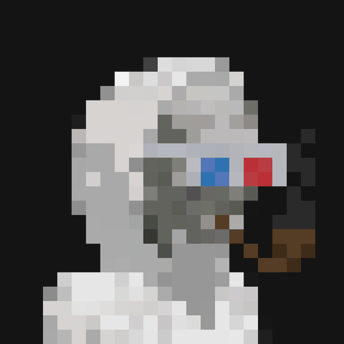 A heavily pixelated image showing a grayish figure with what appears to be blue and red pixelated details.