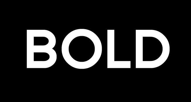 Bold white text spelling 'BOLD' on a solid black background.