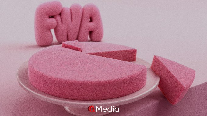 A pink, cake-like model of a pie chart with one slice cut out and placed beside it, with 3D pink letters spelling 'FNFIA' behind it on a cake stand.