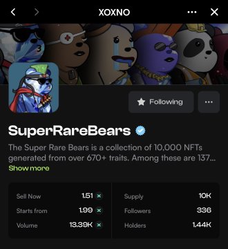 The image features a screenshot of an online marketplace for rare bears, or Super Rare Bears as some users like to call them. There are several posts posted about these bears with their prices. One particular post has gained a lot of attention due to its high demand for a specific bear and an unusually low supply. The price for this bear is $3.50. As a result, people have been willing to pay more than that because they know the item is rare and valuable. 

The image shows two prominent figures in the Super Rare Bears community: one of them has a name tag indicating their status as a "Following" user, while another person's name suggests they are just an observer. The post highlights the current trend for these bears and the value people are willing to pay for them on this marketplace.