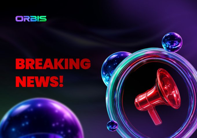 A dramatic graphic featuring a red megaphone surrounded by bubbles, with 'BREAKING NEWS!' in red text and 'ORBIS' in the top left corner.