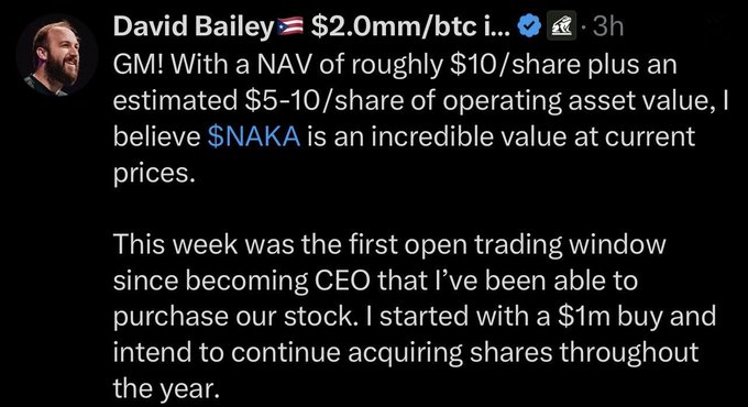 The image features a black background with white text. The main focus of the image is a message posted by David Bailey about his trading strategy for Bitcoin. The message includes details about his trading approach and shares, as well as an analysis of the current market conditions.