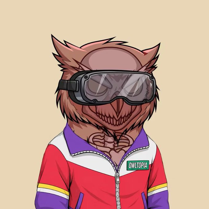 A cartoon owl wearing goggles and a red, white, and purple tracksuit with an "OWLTOPIA" patch is featured in promotional artwork tying into the "Owl Center" call-to-action from the accompanying post.