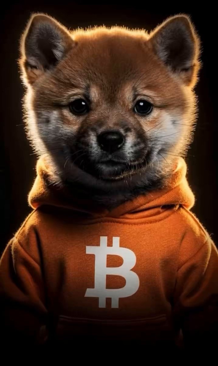 The image features a small brown dog wearing an orange hoodie that has the letter "B" printed on it, possibly representing Bitcoin. The dog appears to be posing for the photo against a black background. The caption below the image reads: "I only buy  $DOG on days starting with T: Tuesday, Thursday, Today, Tomorrow, Thunday".