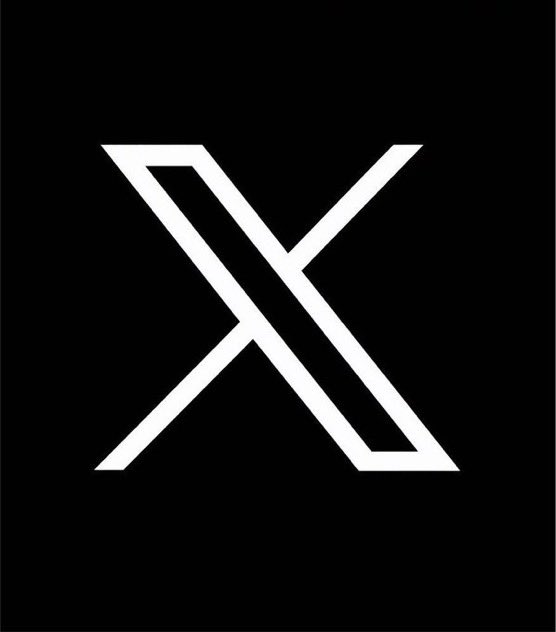 The image shows a stylized white letter "X" logo on a solid black background, representing the rebranded Twitter/X platform.