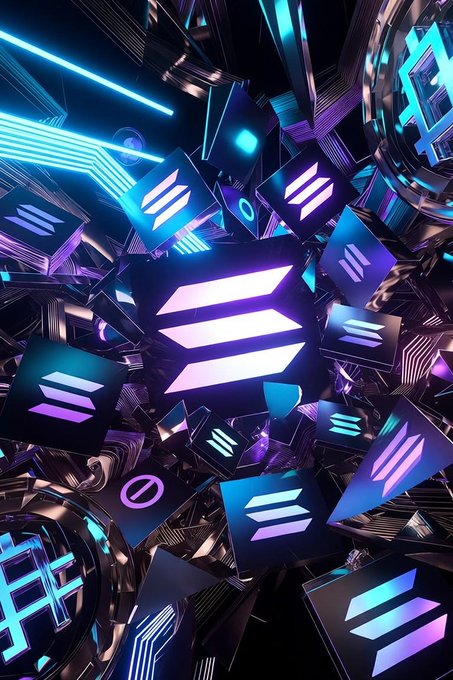 A 3D rendered futuristic abstract scene featuring floating dark cubes with purple-to-pink gradient glow lines, surrounded by metallic circuitry structures and neon cyan accents.