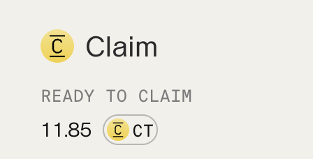 The image shows a "Claim" interface for the $CT token, displaying a "Ready to Claim" status with a balance of 11.85 CT tokens. This relates to the post announcing an airdrop for $CT from @ConcreteXYZ, showing the amount of tokens available to be claimed.