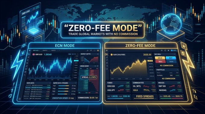 CFD trading refers to the practice of buying and selling financial instruments, such as stocks or currencies, using an electronic contract marketplace (also known as CFD), which allows for flexible margin sizes compared to traditional brokerage accounts. In this particular post by @bitget, they are promoting a new feature called the "Zero-Fee Mode" on their trading platform, which eliminates the need to pay any transaction fees for executing trades, providing a fee-free trading experience. The image features a complex chart with various financial indicators and symbols representing different securities, showcasing the platform's capabilities in analyzing market trends and facilitating CFD trading.