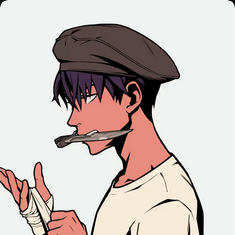 An anime-style character wearing a flat cap and smoking a cigarette, appearing tired or contemplative. The image reflects the poster's exhausted post about having a busy day that prevented them from properly checking the $KNOTS chart, with plans to catch up the next morning.
