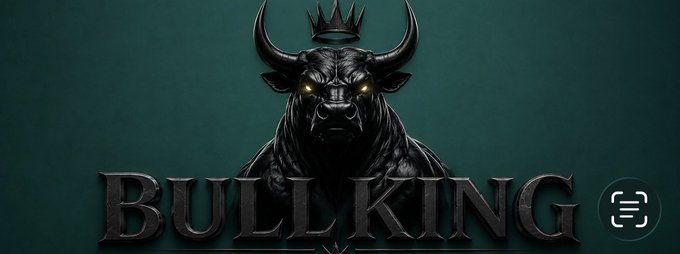 A dark logo features a fierce bull with glowing yellow eyes and a crown, positioned above the metallic text 'BULL KING' on a dark green background.