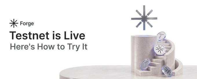 A promotional banner for the FORGE Testnet launch on the Endure Network, featuring the text "Forge Testnet is Live - Here's How to Try It" alongside an image of a stone spiral staircase adorned with coin tokens and the Forge logo, visually representing the protocol's DeFi lending platform in the Bittensor ecosystem.