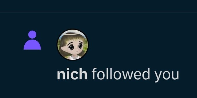 A notification displays "nich followed you" alongside an anime-style avatar, supporting the post's playful claim about gaining a notable crypto developer follower on the $THREE project.
