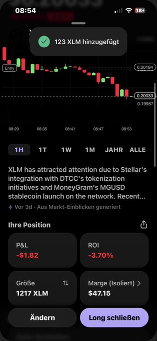 !!!The image shows an electronic device, possibly a smartphone or tablet, displaying information about a cryptocurrency. The screen displays the XML response from a web browser containing details about the price of a digital token (XLM) over multiple days. A conversation between two people can be seen in the chat window on this page. It is not clear if this image was taken for a promotional purpose or simply as an example of how to display information using XML."