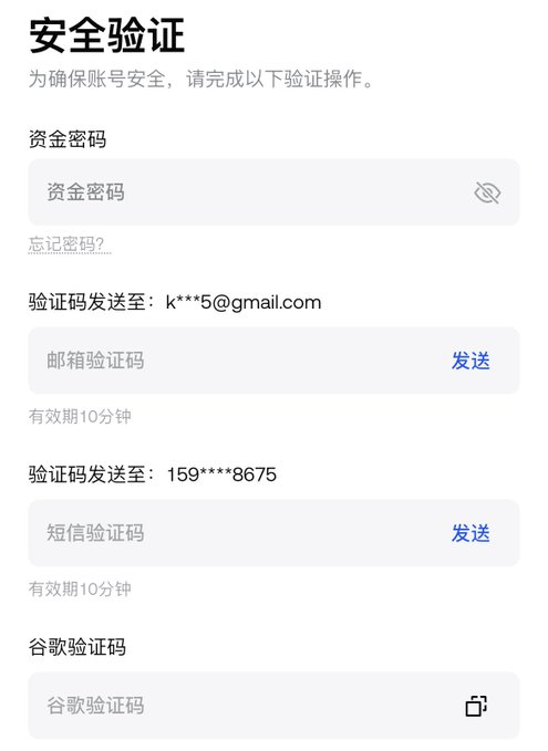 A Chinese security verification screen requiring a fund password, email verification code (sent to k***5@gmail.com), SMS verification code (sent to 159****8675), and Google Authenticator code—four layers of authentication that the poster is frustrated about needing to complete just to deposit funds on Gate.io.